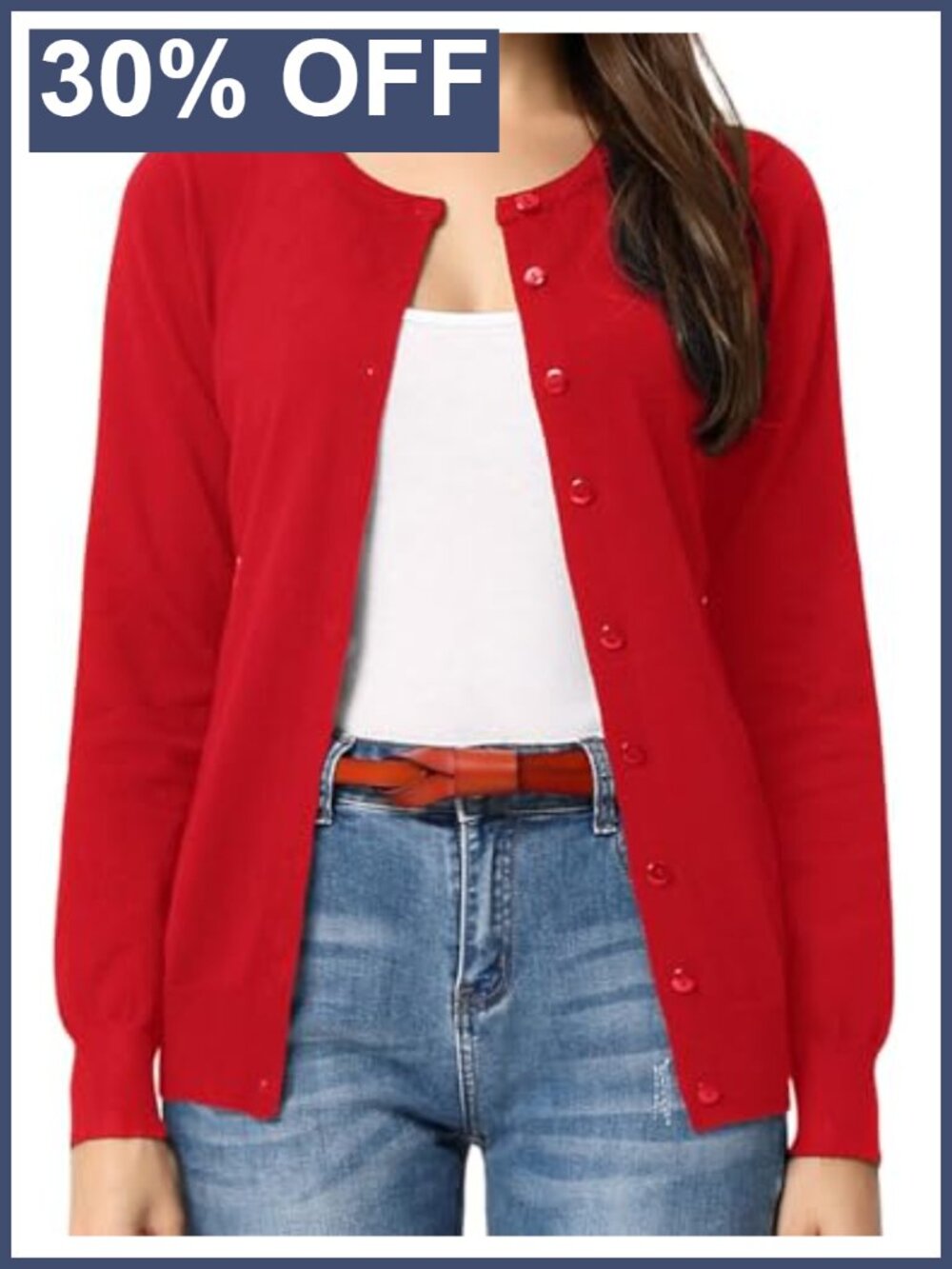 Women Lightweight Button Up Knit Cardigan Long Sleeve Crew Neck Fall Sweater